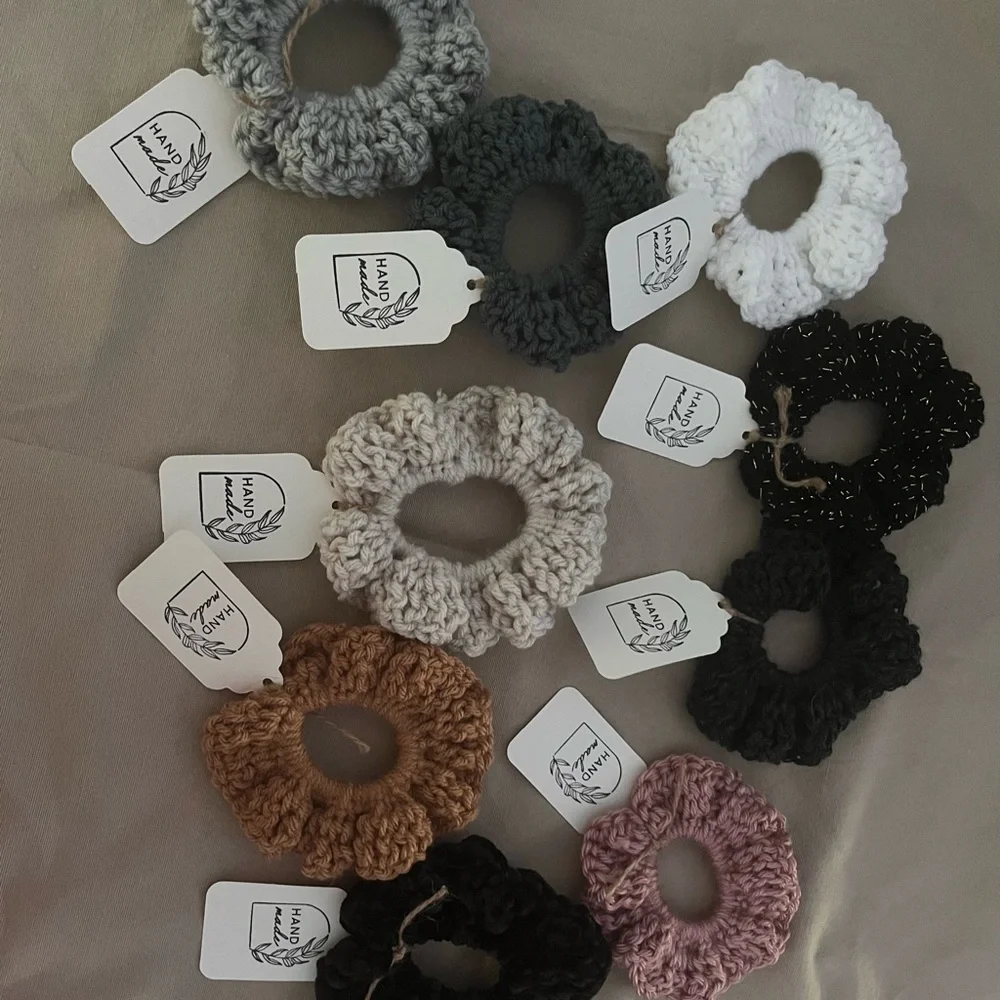 Hand Crocheted Scrunchies -Set of Three (random) - Picture 2 of 4
